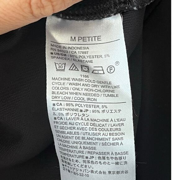 Women Banana Republic Wrap Black Blouse Top Bodysuit Snap Top Shirt Med Petite - Picture 5 of 5